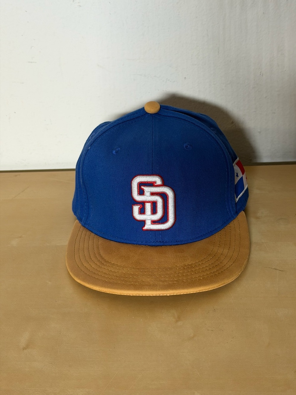 San Diego Padres Panama Melonwear Snapback Hat Blue Leather Brim MLB Rare